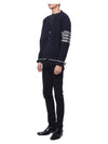 Men's Diagonal Plain Jacquard V-Neck Cardigan Navy - THOM BROWNE - BALAAN 5