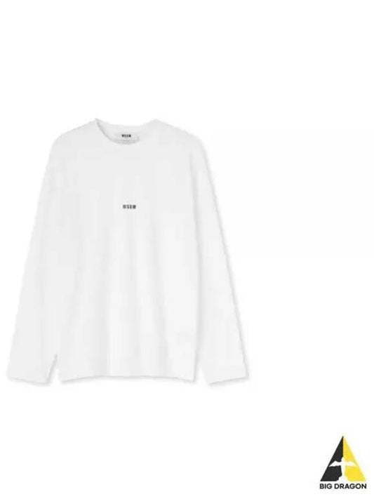 Micro Logo Print Long Sleeve T-Shirt White - MSGM - BALAAN 2