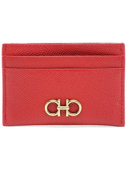 Gancini Card Wallet Lipstick Red - SALVATORE FERRAGAMO - BALAAN 2