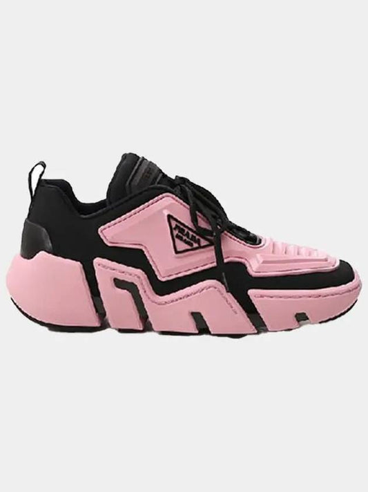 triangle logo techno low top sneakers black pink - PRADA - BALAAN 2