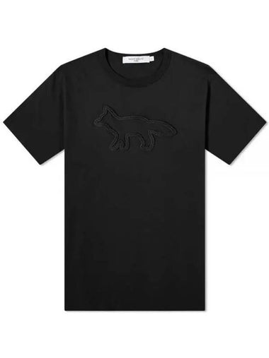 Contour Fox Patch Relaxed Short Sleeve T-Shirt Black - MAISON KITSUNE - BALAAN 1