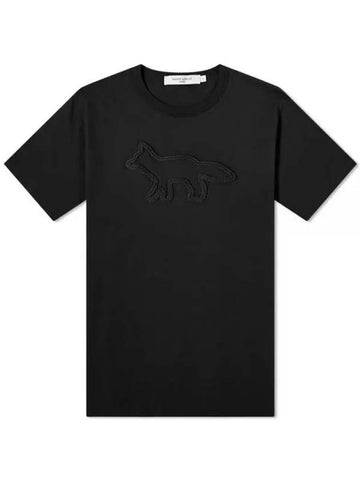 Contour Fox Patch Relaxed Short Sleeve T-Shirt Black - MAISON KITSUNE - BALAAN 1