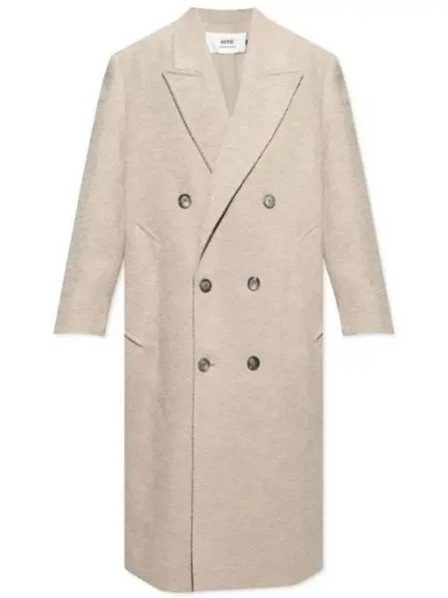 Breasted Oversized Fit Long Double Coat Beige - AMI - BALAAN 2