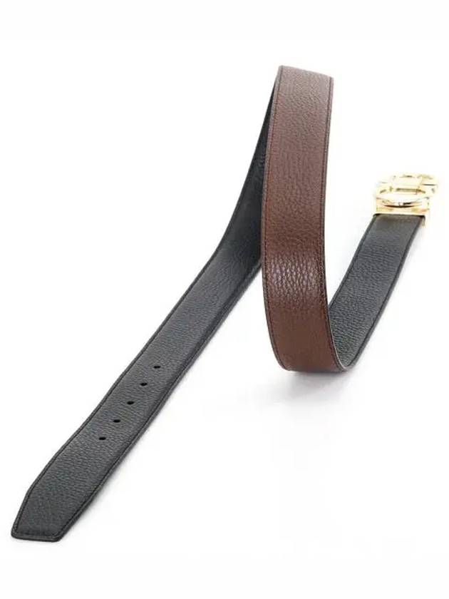 Gancini Reversible Adjustable Calfskin Leather Belt Black Brown - SALVATORE FERRAGAMO - BALAAN 4