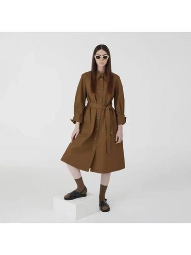 sleeve puff A-line outer dress brown - VOYONN - BALAAN 1