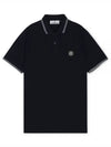 Stretch Cotton Pique Short Sleeve Polo Shirt Navy - STONE ISLAND - BALAAN 2