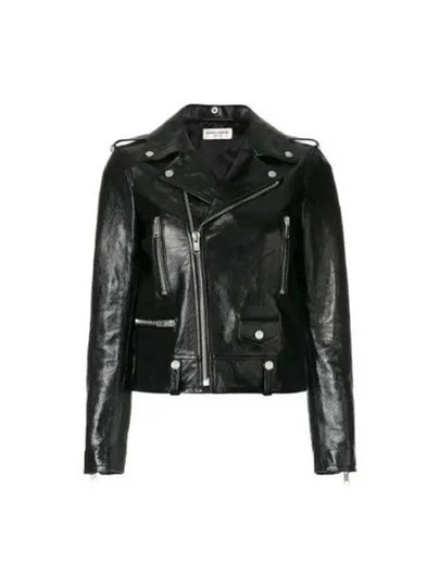 Classic Leather Biker Jacket Black - SAINT LAURENT - BALAAN 2