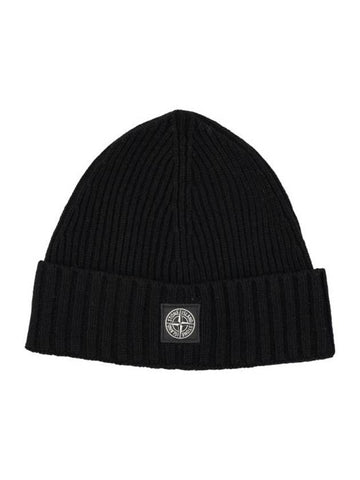 Kids Logo Wool Cashmere Beanie Black - STONE ISLAND - BALAAN 1