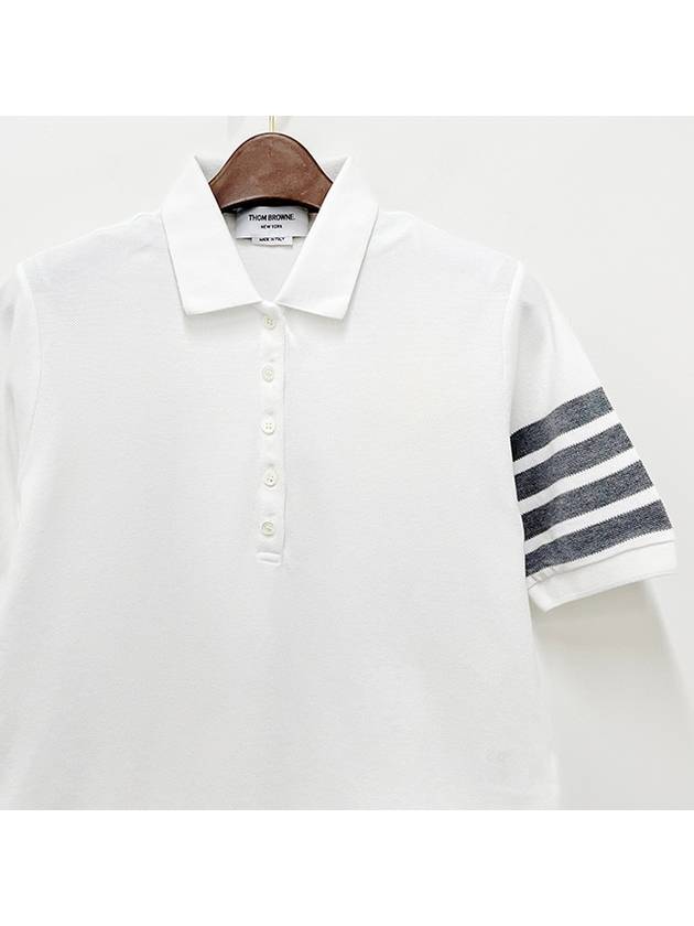 4 Bar Classic Pique Short Sleeve Polo Shirt White - THOM BROWNE - BALAAN 4