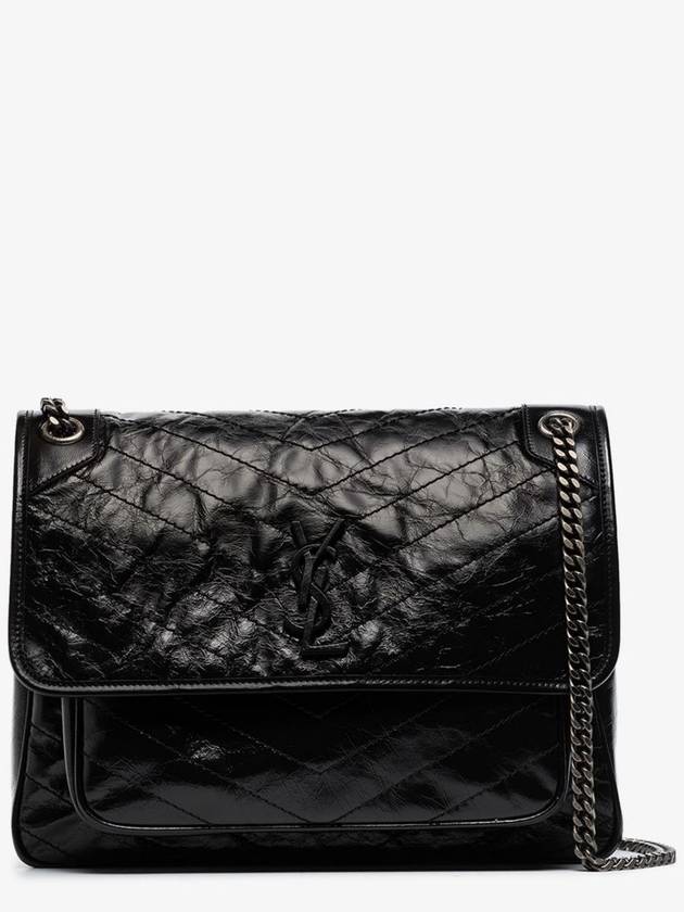Crinkle Leather Nikki Large Shoulder Bag Black - SAINT LAURENT - BALAAN 2