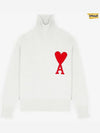 Big Heart Logo Wool Knit Turtleneck White - AMI - BALAAN 5