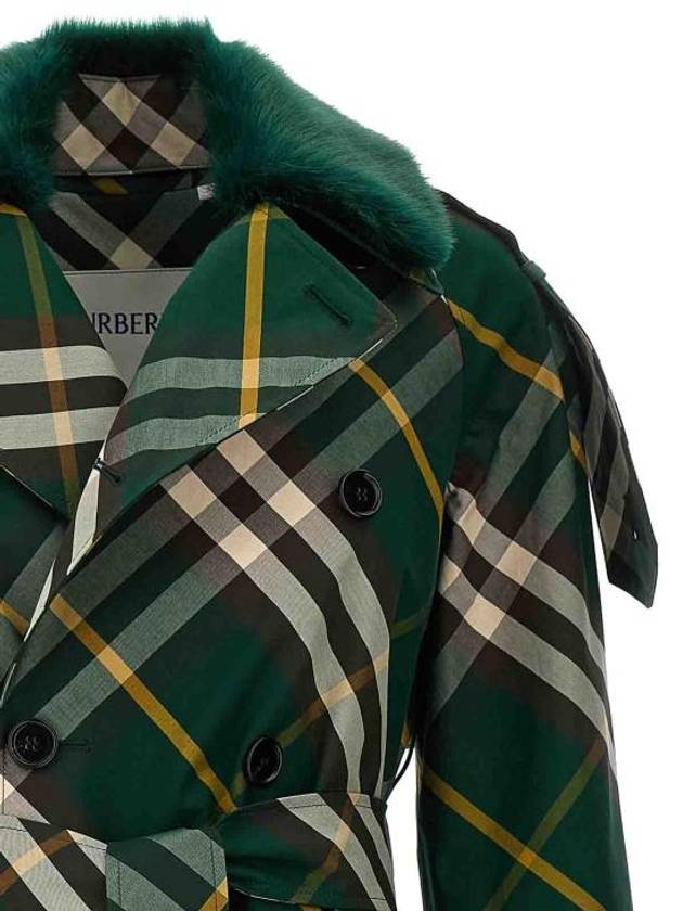 Check Pattern Trench Coat Green - BURBERRY - BALAAN 5