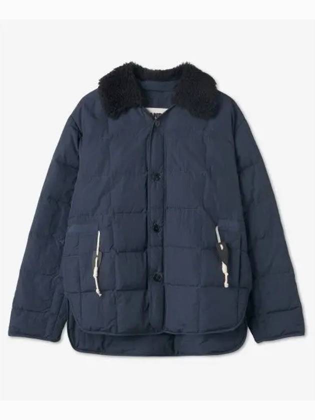 Shearling Quilted Down Padding Navy - JIL SANDER - BALAAN 2