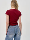 Lace Eyelet Half Sleeve T Shirt_Red - SORRY TOO MUCH LOVE - BALAAN 5