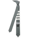 4-Bar Plain Wool Tie Grey - THOM BROWNE - BALAAN 4