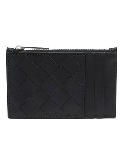 Intrecciato Zipper Leather Card Wallet Black - BOTTEGA VENETA - BALAAN 2