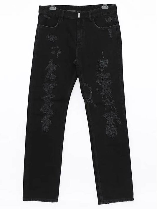 Destressed Straight Denim Pants Black - GIVENCHY - BALAAN 2