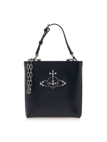 ORB Studded Square Leather Cross Bag Black - VIVIENNE WESTWOOD - BALAAN 1