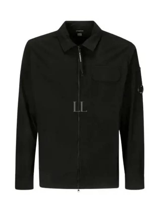 Oversized Organic Gabardine Long Sleeve Shirt Black - CP COMPANY - BALAAN 2