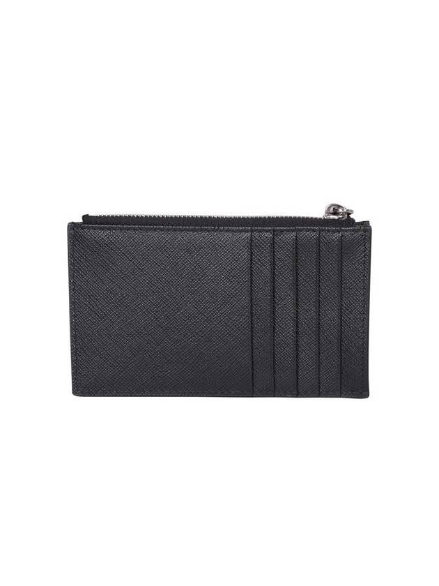 Triangle Logo Zipper Card Wallet Black - PRADA - BALAAN 3