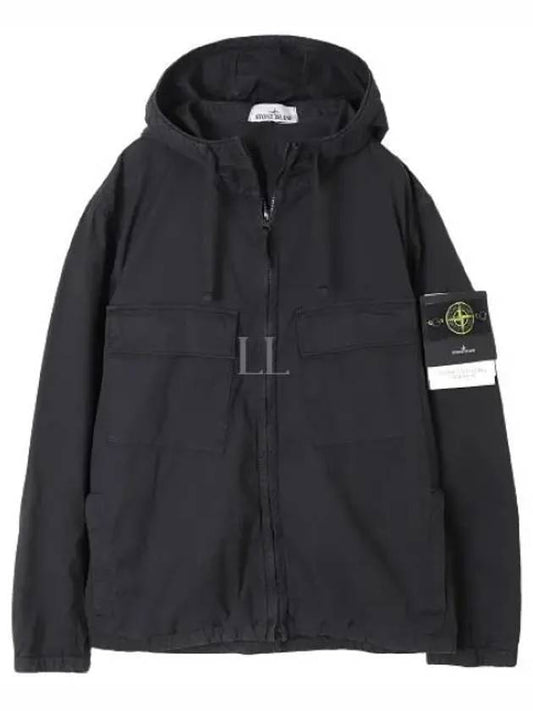 Cotton Twill Stretch Hooded Jacket Black - STONE ISLAND - BALAAN 2