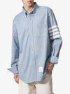 Men's Diagonal Solid Flannel Long Sleeve Shirt Blue - THOM BROWNE - BALAAN 2