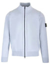 Wappen Patch Cotton Zip-Up Cardigan Sky Blue - STONE ISLAND - BALAAN 2