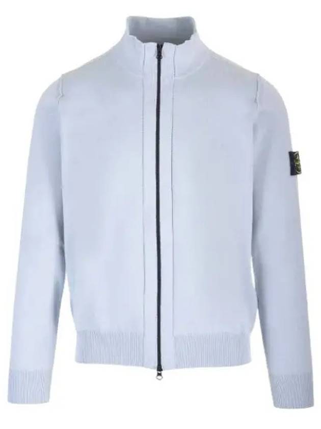 Wappen Patch Cotton Zip-Up Cardigan Sky Blue - STONE ISLAND - BALAAN 2