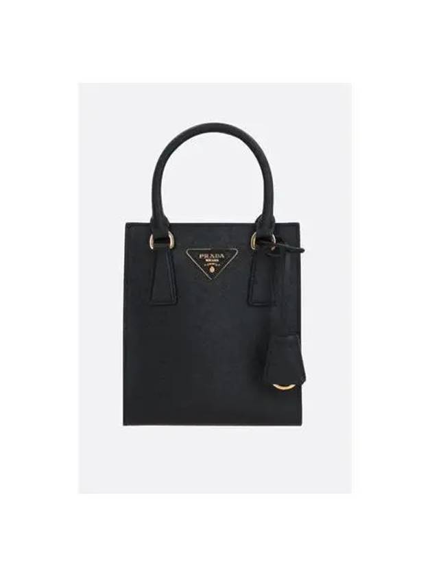 Triangular Logo Saffiano Leather Tote Bag Black - PRADA - BALAAN 2