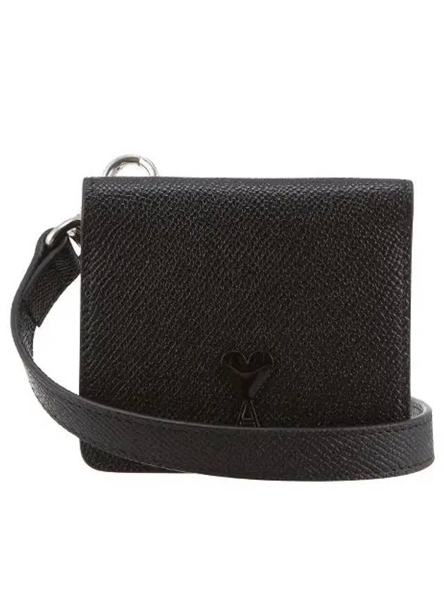 Heart Logo Strap Card Wallet Black - AMI - BALAAN 3