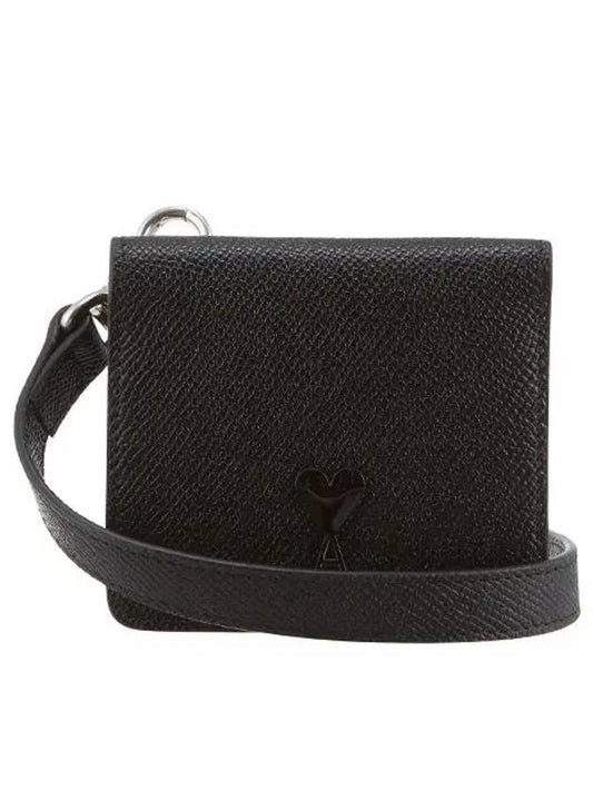 Heart Logo Strap Card Wallet Black - AMI - BALAAN 2