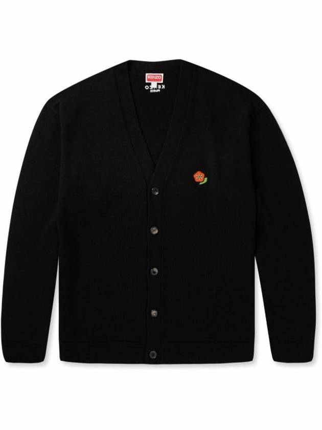 Pop Embroidered Wool Cardigan Black - KENZO - BALAAN 2