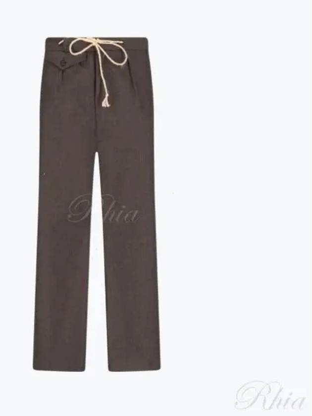 Contrast Waist Detail Wool Straight Pants Brown - MAISON MARGIELA - BALAAN 2