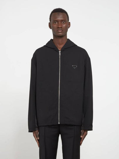 Triangle Logo Cashmere Zip Up Hoodie Black - PRADA - BALAAN 2