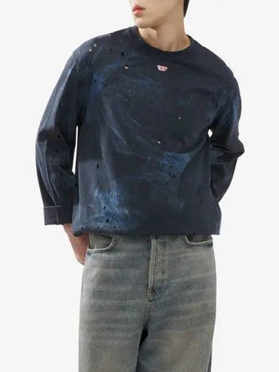 T-Crane Distressed Long Sleeve T-Shirt Blue - DIESEL - BALAAN 2