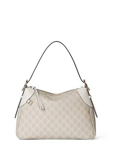 GG Emblem Medium Shoulder Bag Beige White - GUCCI - BALAAN 1