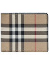 Check Slim Bifold Leather Half Wallet Beige - BURBERRY - BALAAN 2