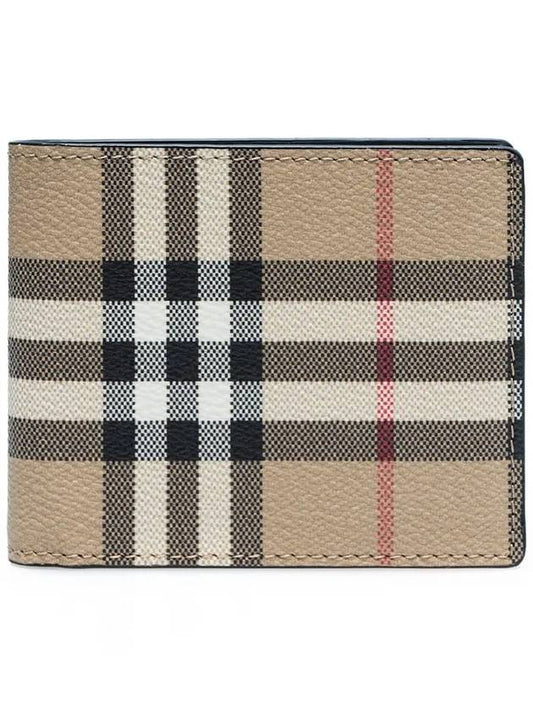 Check Slim Bifold Leather Half Wallet Beige - BURBERRY - BALAAN 2