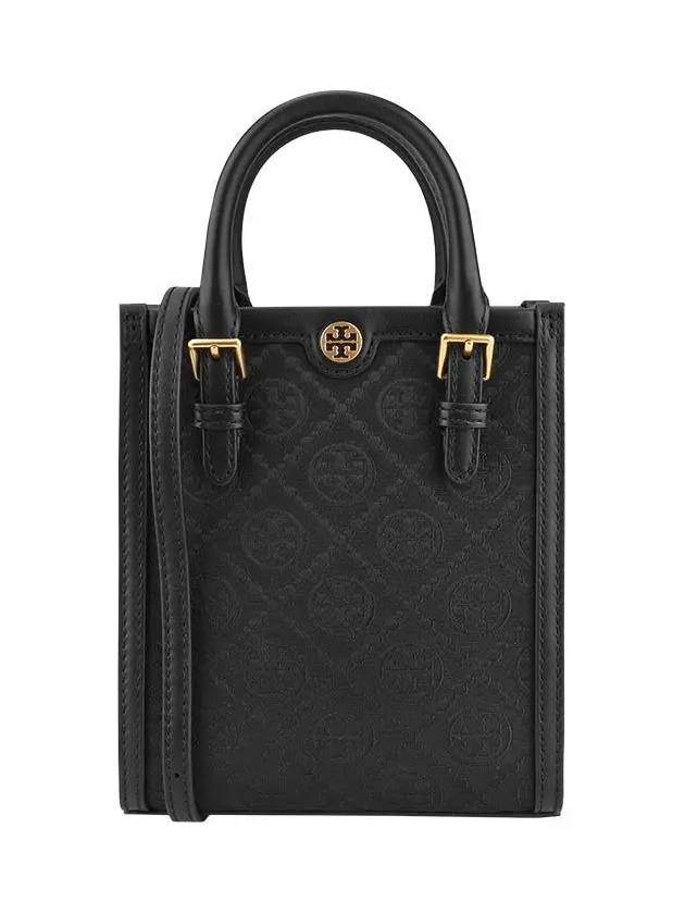 152133 001 T Monogram Mini Tote Bag Black - TORY BURCH - BALAAN 1