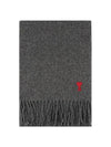 Small Heart Logo Classic Wool Scarf Dark Grey - AMI - BALAAN 2