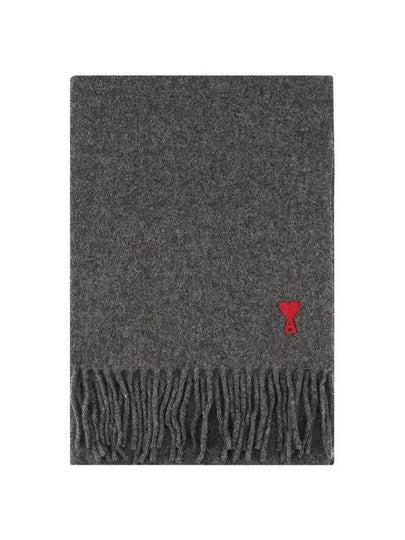 Small Heart Logo Classic Wool Scarf Dark Grey - AMI - BALAAN 2