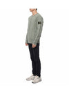 Brushed Cotton Fleece Garment Dyed Crewneck Sweatshirt Sage Green - STONE ISLAND - BALAAN 5