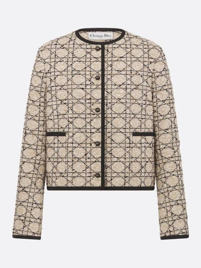 Cannage Cropped Tweed Jacket Beige - DIOR - BALAAN 2