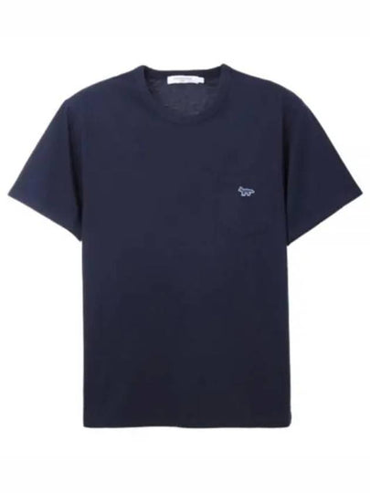 Navy Fox Patch Classic Pocket Cotton Short Sleeve T-Shirt Navy - MAISON KITSUNE - BALAAN 2