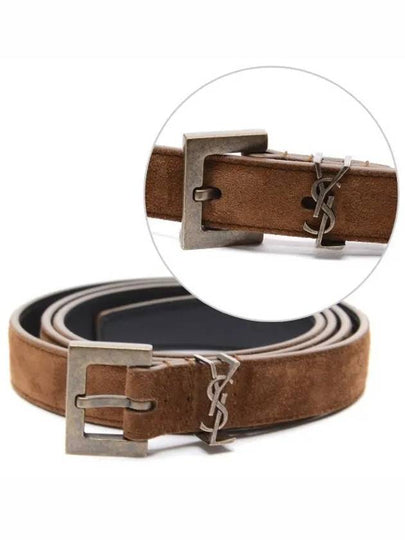 Monogram Square Buckle Belt Brown - SAINT LAURENT - BALAAN 2