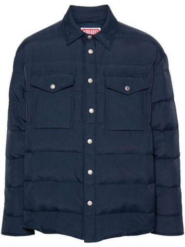 Quilted Padded Shirt Jacket Midnight Blue - KENZO - BALAAN 1