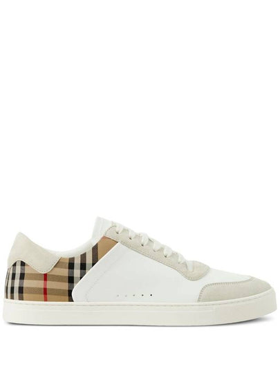 Check Leather Suede Sneakers Natural White Archive Beige - BURBERRY - BALAAN 2