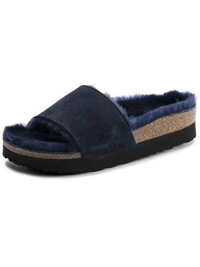 Klomp Shearling Slippers Navy - BIRKENSTOCK - BALAAN 2