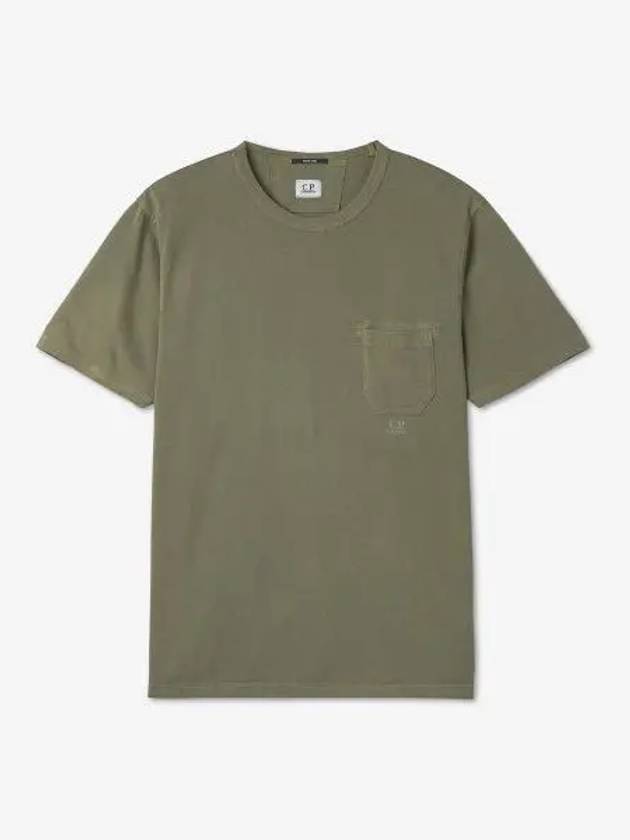 Small Logo Pocket Cotton Short Sleeve T-Shirt Bronze Green - CP COMPANY - BALAAN 2