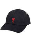 Embroidered Heart Logo Ball Cap Black - AMI - BALAAN 2